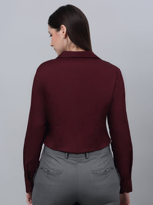 Women's Formal Slim Fit Wine Regular Full Sleeve  Shirt