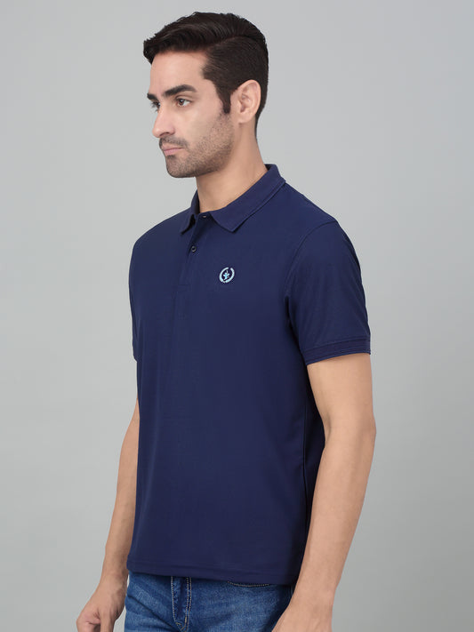 Men's Navy Blue Polo neck Half Sleeve T-Shirt