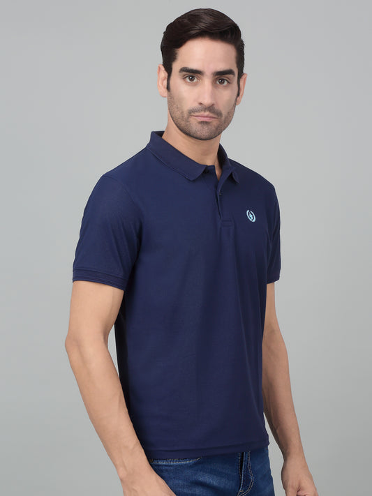 Men's Navy Blue Polo neck Half Sleeve T-Shirt