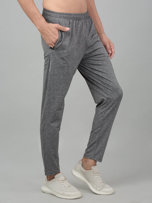 Men's Grey Solid Stretchable Active Wear Track Pant