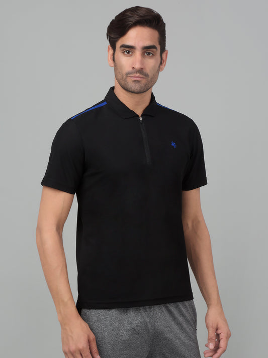 T-Shirt for Men | Breathable & Soft with Color Fastness Regular Fit Polo Neck Polyester Fabric Solid Pattern