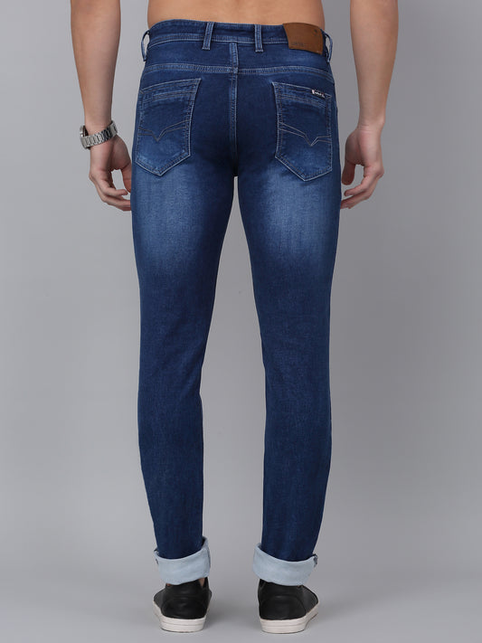 Denim Jeans for Men l Breathable & Soft with Color Fastness Ultra Narrow Fit Cotton Fabric Solid Pattern Button Closure
