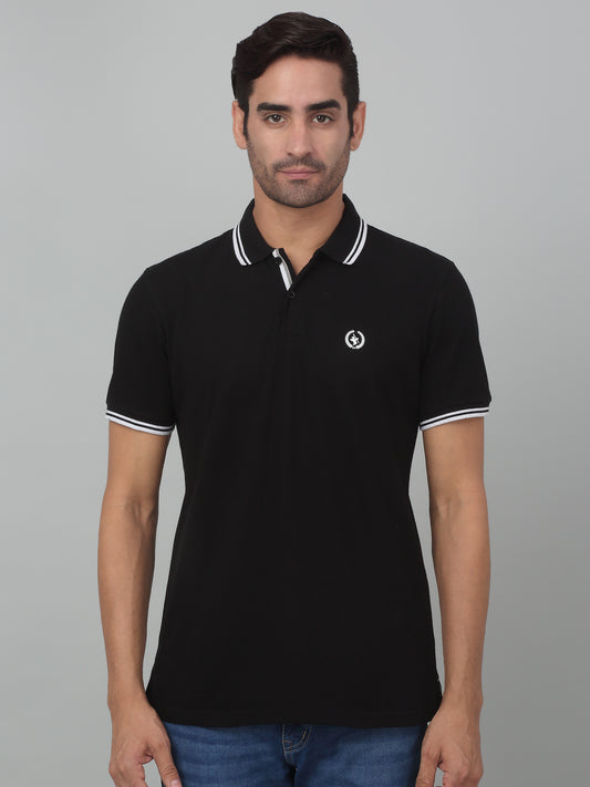 T-Shirt for Men | Breathable & Soft with Color Fastness Regular Fit Polo Neck Poly Cotton Fabric Solid Pattern