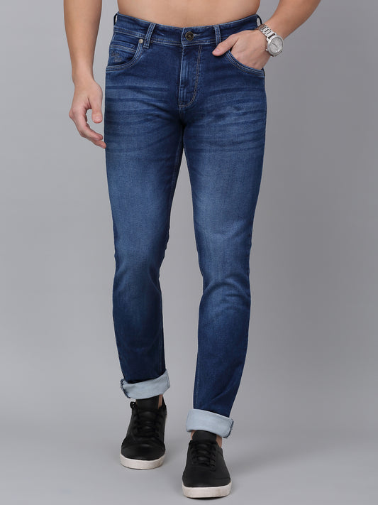 Denim Jeans for Men l Breathable & Soft with Color Fastness Ultra Narrow Fit Cotton Fabric Solid Pattern Button Closure