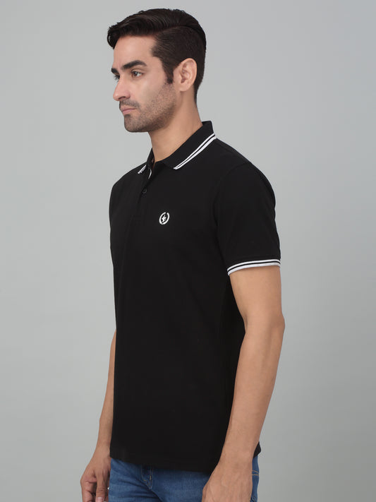 T-Shirt for Men | Breathable & Soft with Color Fastness Regular Fit Polo Neck Poly Cotton Fabric Solid Pattern