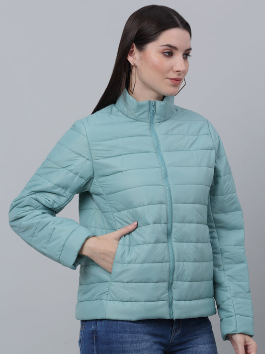 Women's Casual  Pista Green Quilted  Jacket