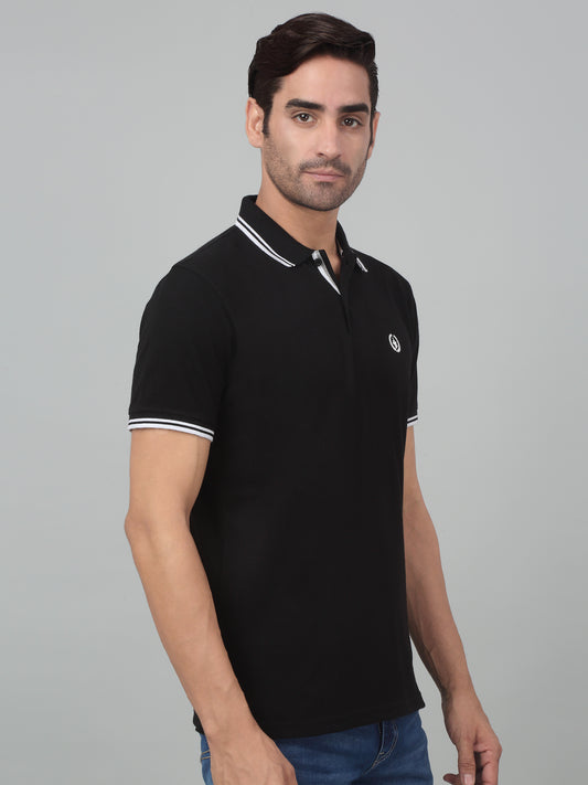 T-Shirt for Men | Breathable & Soft with Color Fastness Regular Fit Polo Neck Poly Cotton Fabric Solid Pattern