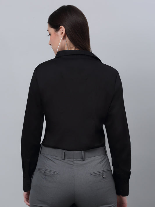 Women's Formal Slim Fit Black Regular Full Sleeve  Shirt
