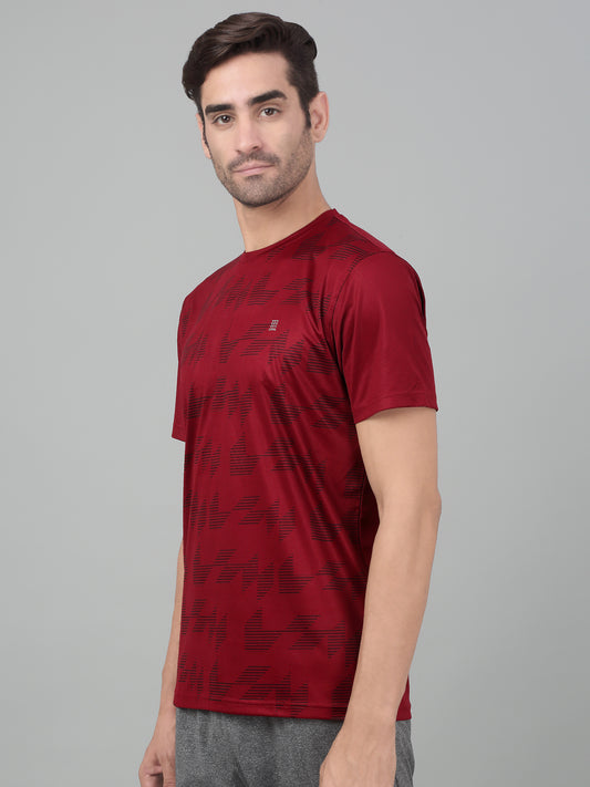 T-Shirt for Men | Breathable & Soft with Color Fastness Regular Fit Round Neck Polyester Fabric Printed Pattern