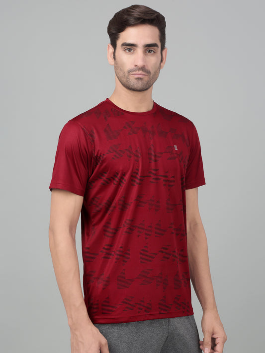 T-Shirt for Men | Breathable & Soft with Color Fastness Regular Fit Round Neck Polyester Fabric Printed Pattern
