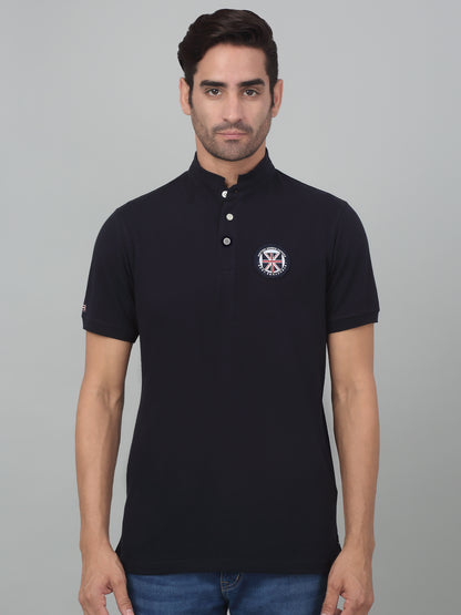 Men's Navy Blue Polo neck Half Sleeve T-Shirt