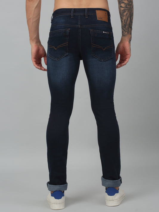 Denim Jeans for Men l Breathable & Soft with Color Fastness Ultra Narrow Fit Cotton Fabric Solid Pattern Button Closure