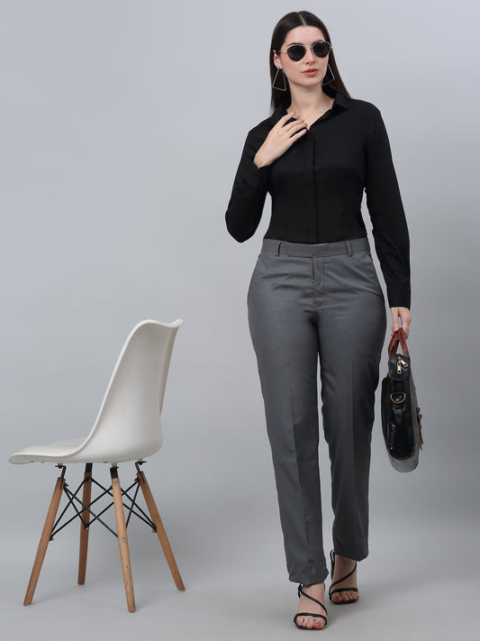 Women's Formal Slim Fit Black Regular Full Sleeve  Shirt