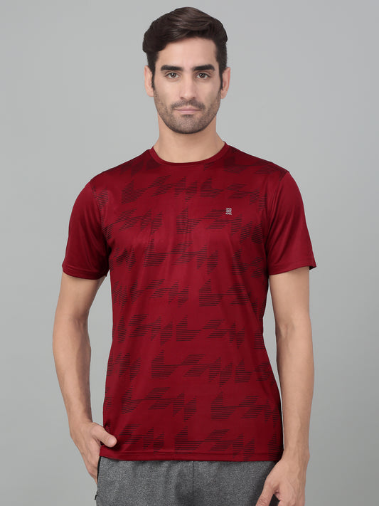 T-Shirt for Men | Breathable & Soft with Color Fastness Regular Fit Round Neck Polyester Fabric Printed Pattern