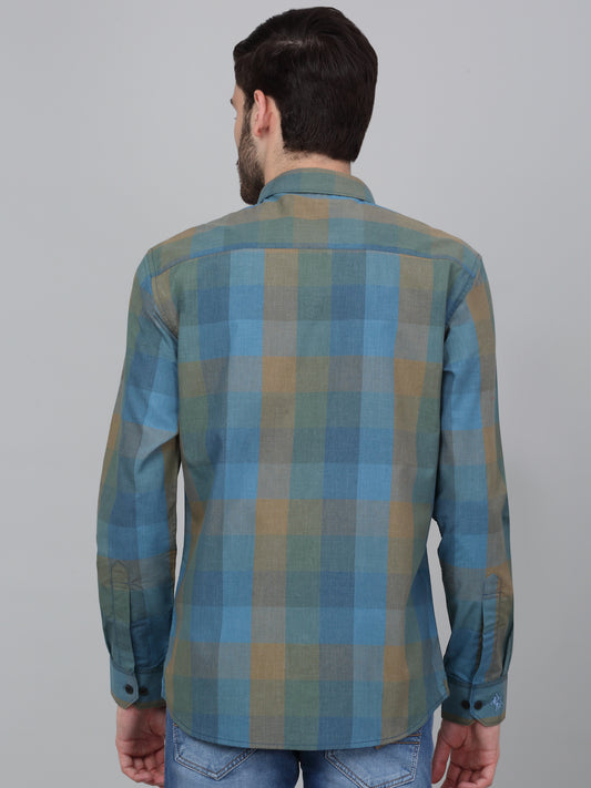 Casual Shirt for Men | Breathable & Soft with Color Fastness Regular Fit Spread Collar Neck Cotton Blend Fabric Checkered Pattern