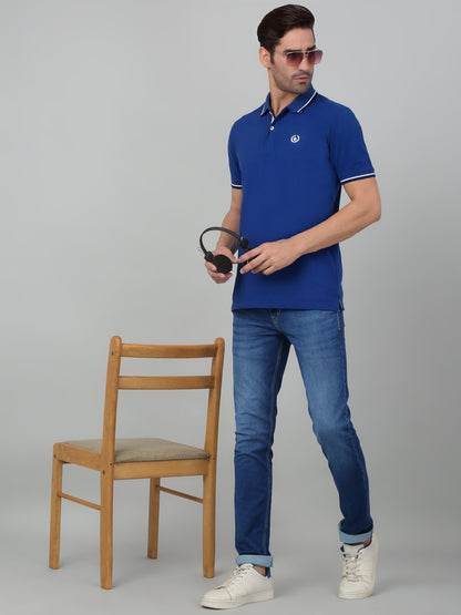 Men's Royal Blue Polo neck Half Sleeve T-Shirt