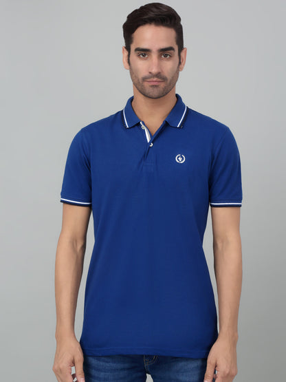 Men's Royal Blue Polo neck Half Sleeve T-Shirt