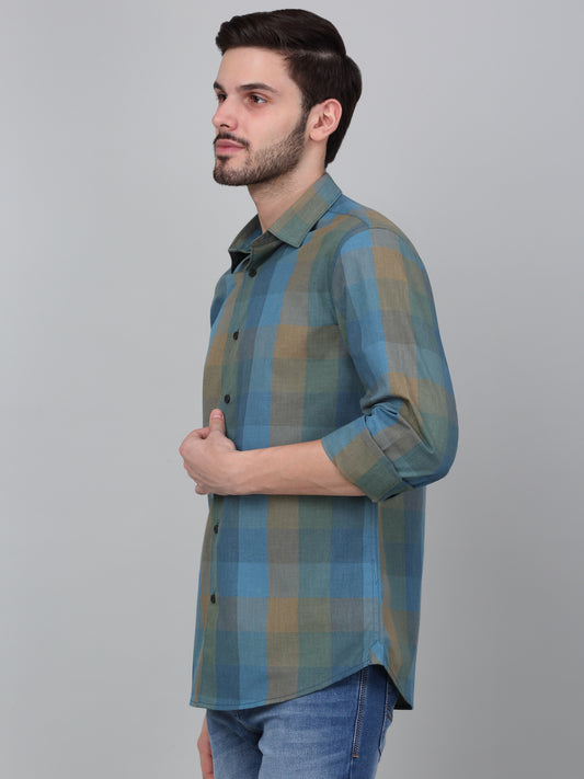 Casual Shirt for Men | Breathable & Soft with Color Fastness Regular Fit Spread Collar Neck Cotton Blend Fabric Checkered Pattern