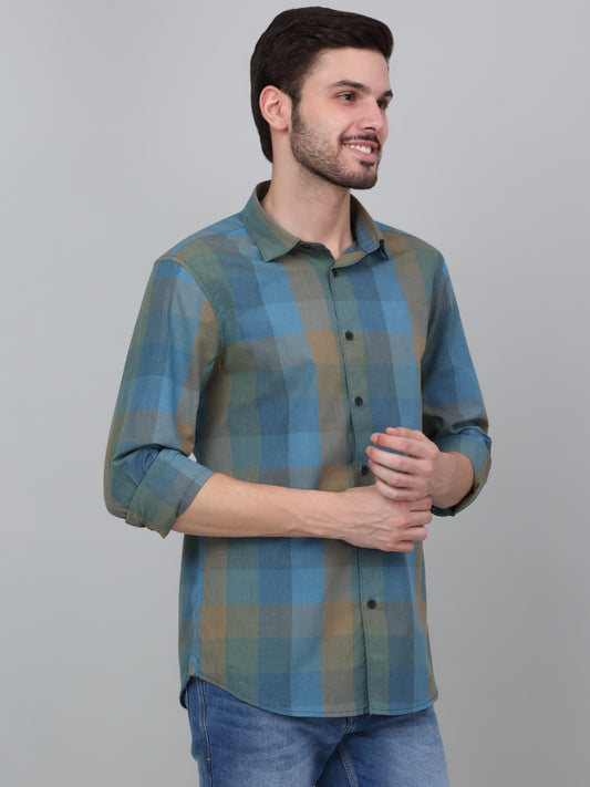 Casual Shirt for Men | Breathable & Soft with Color Fastness Regular Fit Spread Collar Neck Cotton Blend Fabric Checkered Pattern