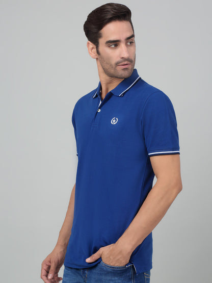 Men's Royal Blue Polo neck Half Sleeve T-Shirt