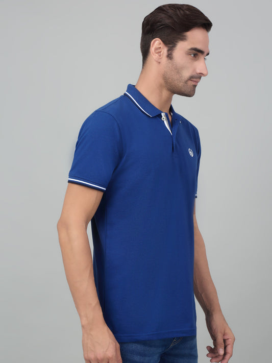 T-Shirt for Men | Breathable & Soft with Color Fastness Regular Fit Polo Neck Poly Cotton Fabric Solid Pattern