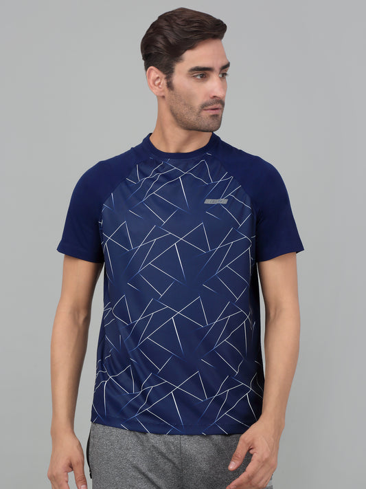 T-Shirt for Men | Breathable & Soft with Color Fastness Regular Fit Round Neck Polyester Fabric Printed Pattern