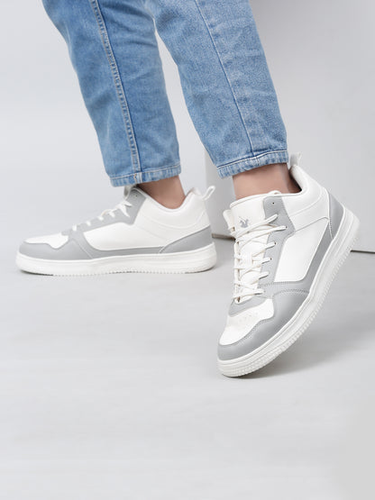 Men Lace-Up Grey High Ankle Casual Shoes