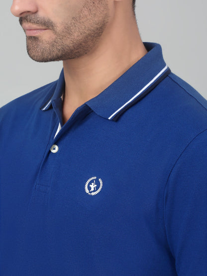 Men's Royal Blue Polo neck Half Sleeve T-Shirt