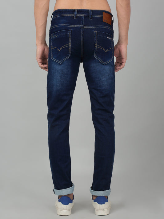 Denim Jeans for Men l Breathable & Soft with Color Fastness Ultra Narrow Fit Cotton Fabric Solid Pattern Button Closure