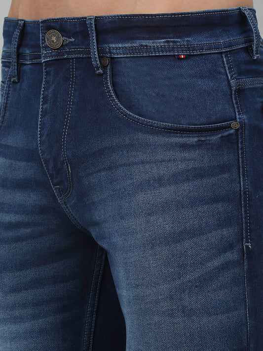 Denim Jeans for Men l Breathable & Soft with Color Fastness Ultra Narrow Fit Cotton Fabric Solid Pattern Button Closure