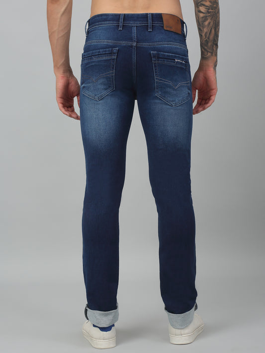 Denim Jeans for Men l Breathable & Soft with Color Fastness Ultra Narrow Fit Cotton Fabric Solid Pattern Button Closure