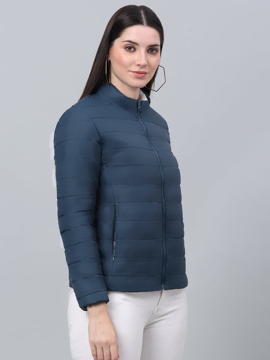 Women's Casual  Teal Quilted  Reversible Jacket