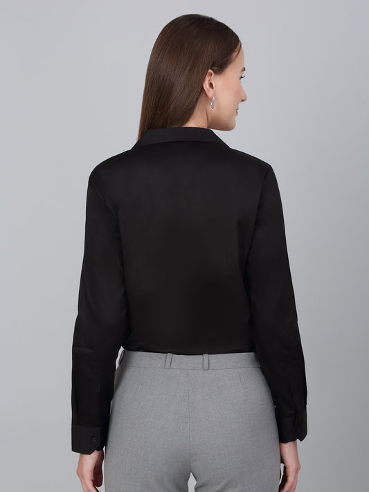 Women's Black Solid Formal Shirt