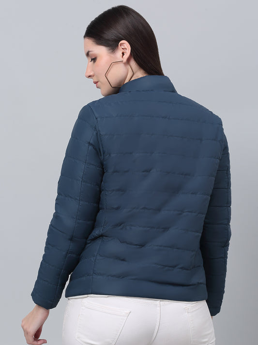 Women's Casual  Teal Quilted  Reversible Jacket