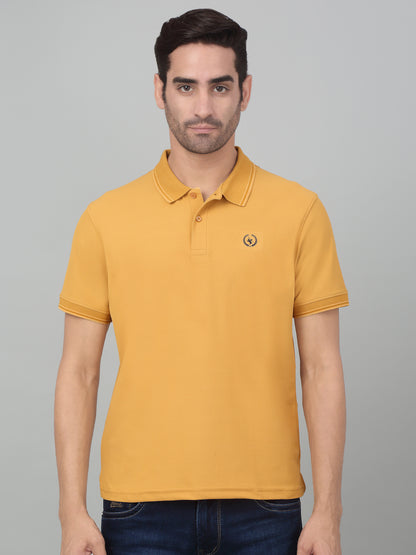 Men's Mustard  Polo neck Half Sleeve T-Shirt