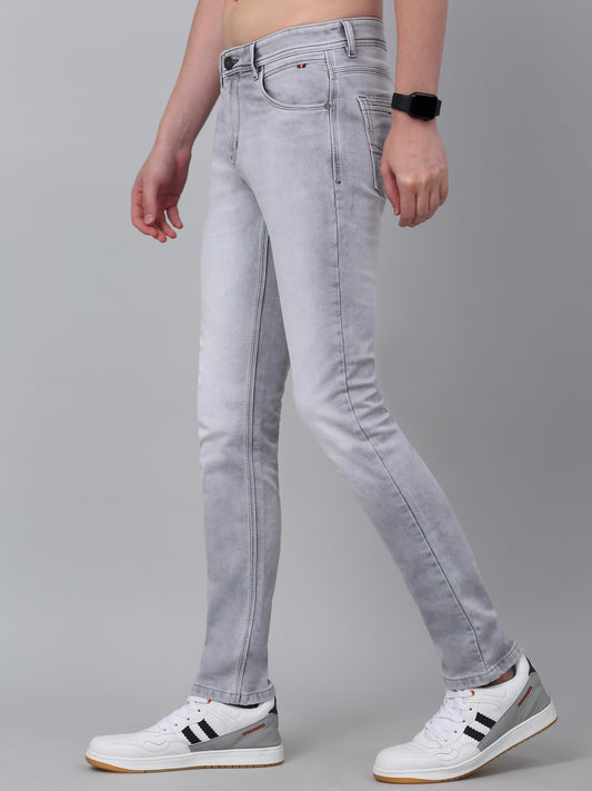 Denim Jeans for Men l Breathable & Soft with Color Fastness Ultra Narrow Fit Cotton Fabric Solid Pattern Button Closure