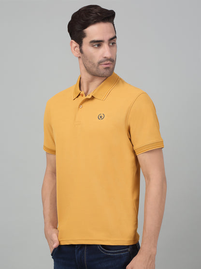 Men's Mustard  Polo neck Half Sleeve T-Shirt