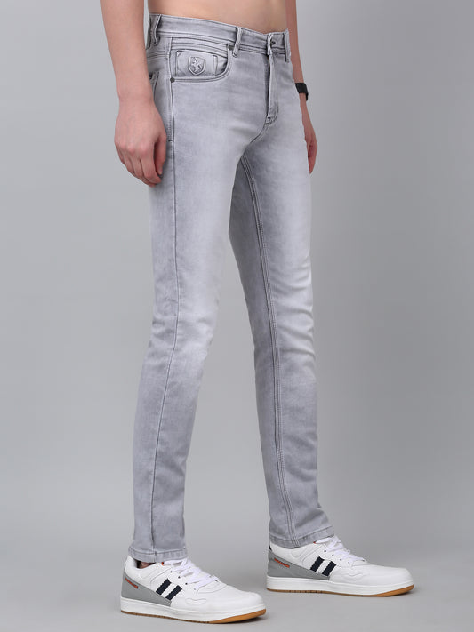 Denim Jeans for Men l Breathable & Soft with Color Fastness Ultra Narrow Fit Cotton Fabric Solid Pattern Button Closure