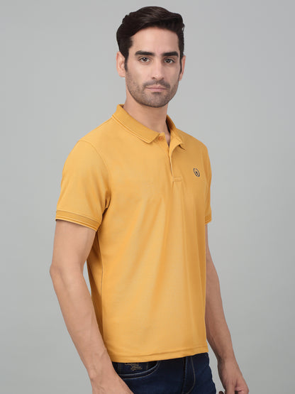 Men's Mustard  Polo neck Half Sleeve T-Shirt