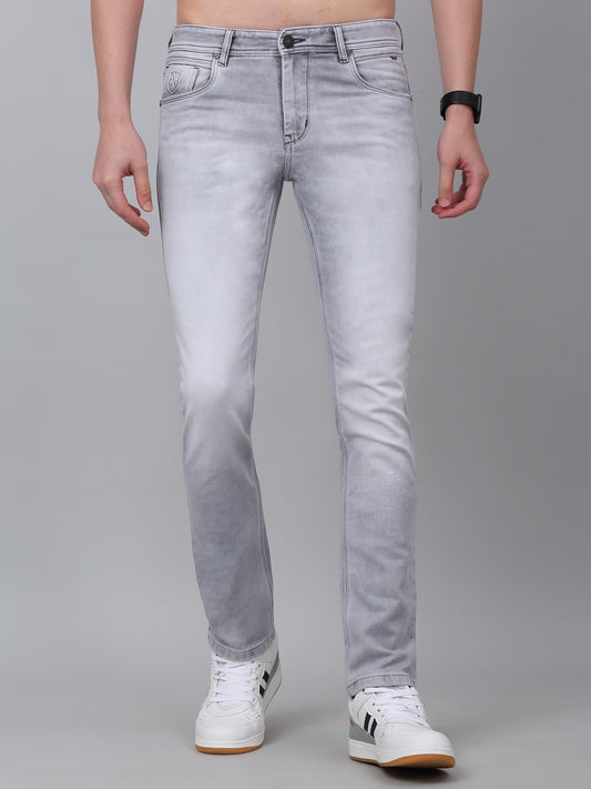 Denim Jeans for Men l Breathable & Soft with Color Fastness Ultra Narrow Fit Cotton Fabric Solid Pattern Button Closure