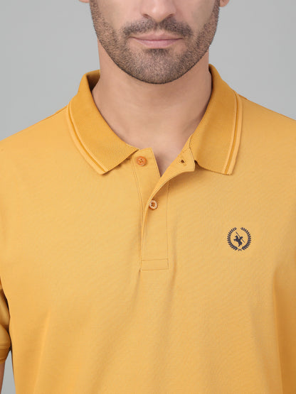 Men's Mustard  Polo neck Half Sleeve T-Shirt