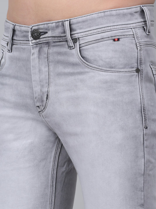Denim Jeans for Men l Breathable & Soft with Color Fastness Ultra Narrow Fit Cotton Fabric Solid Pattern Button Closure