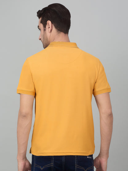 Men's Mustard  Polo neck Half Sleeve T-Shirt