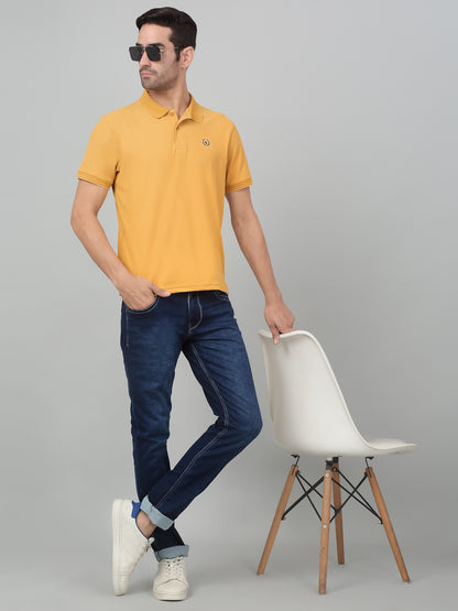 Men's Mustard  Polo neck Half Sleeve T-Shirt