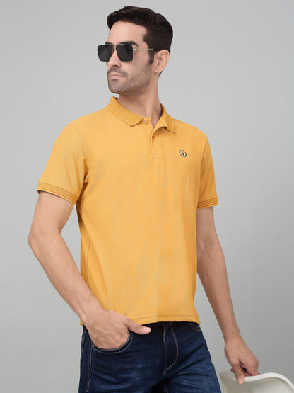 Men's Mustard  Polo neck Half Sleeve T-Shirt