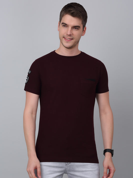 T-Shirt for Men | Breathable & Soft with Color Fastness Regular Fit Round Neck Poly Cotton Fabric Solid Pattern