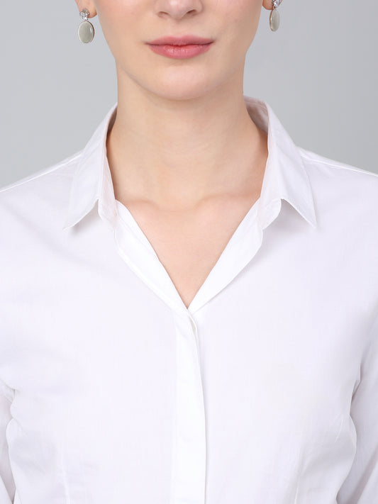Women's White Solid Formal Shirt