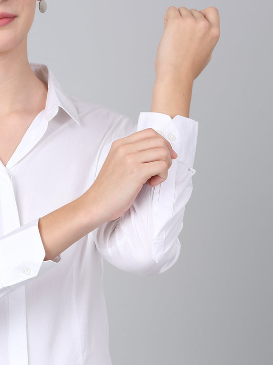 Women's White Solid Formal Shirt
