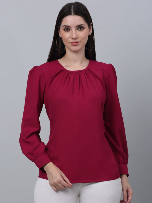 Women's Casual  Pink Solid Round neck Tunic