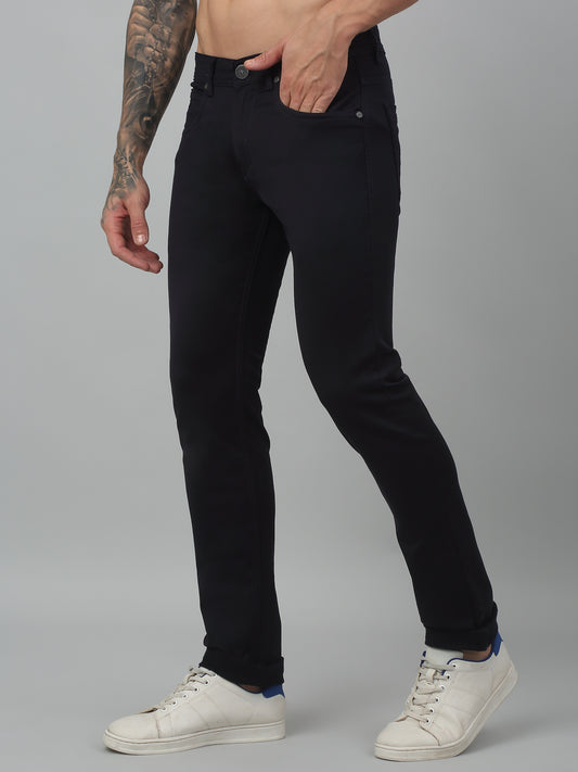 Denim Jeans for Men l Breathable & Soft with Color Fastness Ultra Narrow Fit Cotton Fabric Solid Pattern Button Closure